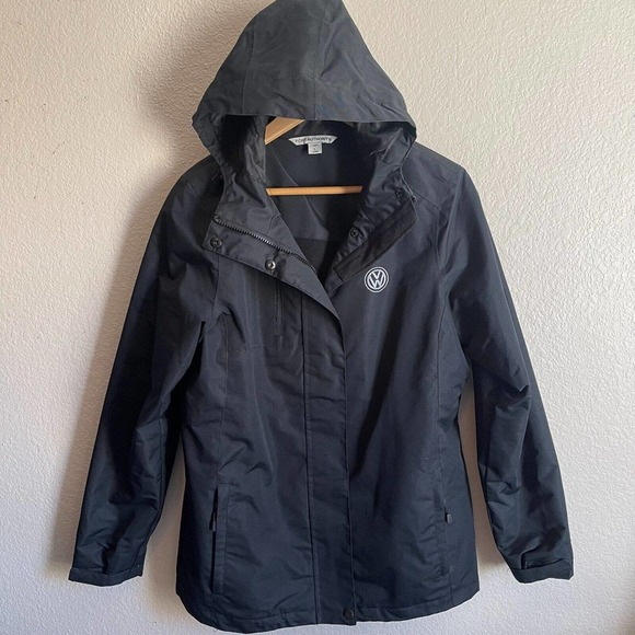 Port Authority Jackets & Blazers - Port Authority Volkswagen Women Black Hoodie Waterproof Full Zip Jacket Sz L